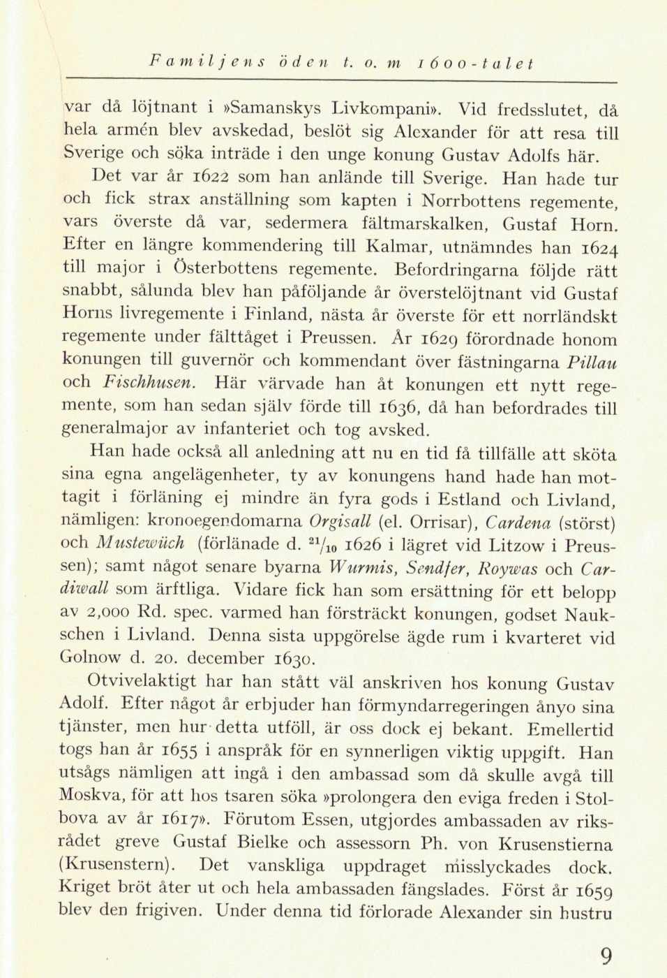 Skannad sida 9 ur Familjens öden t.o.m. 1600-talet