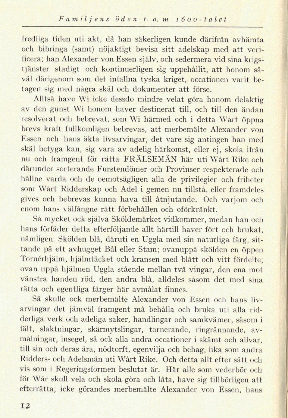 Skannad sida 12 ur Familjens öden t.o.m. 1600-talet