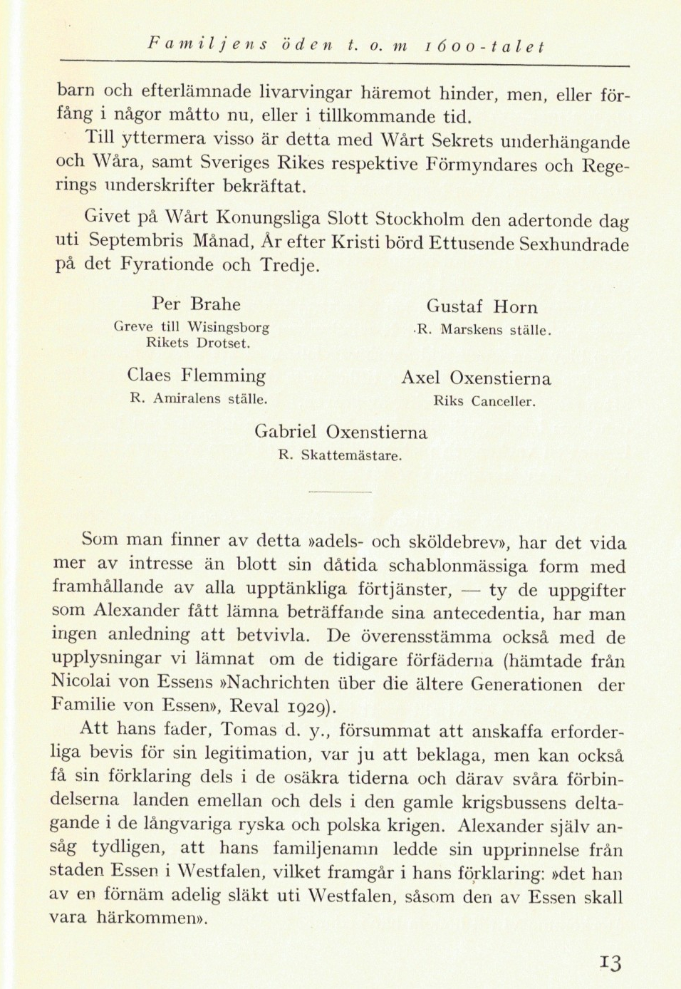 Skannad sida 13 ur Familjens öden t.o.m. 1600-talet